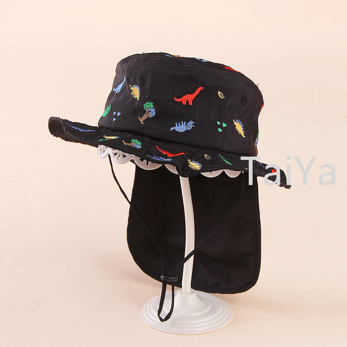 2023 весенне-летний новый Детский капюшон с вышитым динозавром для мальчиков и девочек От 2 до 6 лет детская шапочка-ведро для защиты шеи