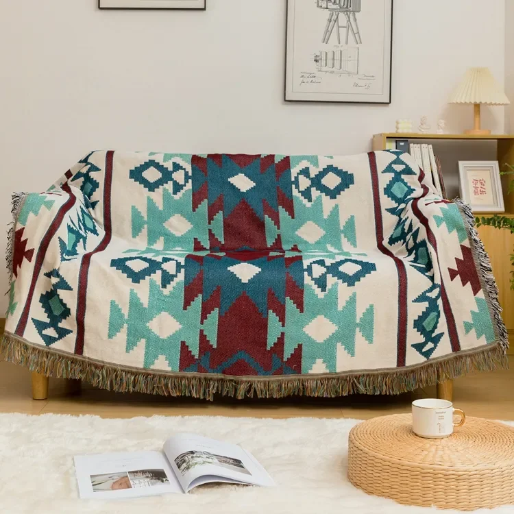 Фабричные тканые жаккардовые чехлы для диванов хлопчатобумажные декоративные одеяла походные гобелены
