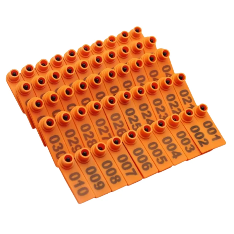 Ушная бирка для животных с номерами 001-100, оранжевое сельскохозяйственное оборудование, Ушная бирка для крупного рогатого скота, овец, коз