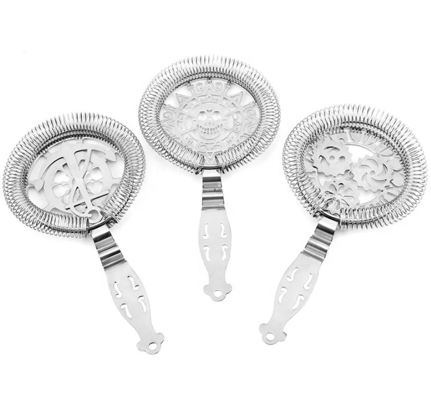 Stainless Steel Hawthorn Cocktail Strainer - Metal Mesh Ice Strainer with Fine Mesh Filter