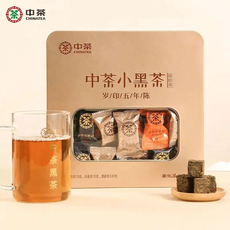 HN31 wholesale factory price negotiable cha mini individual package 240g per box cha hunan golden flower  chinese Dark Tea