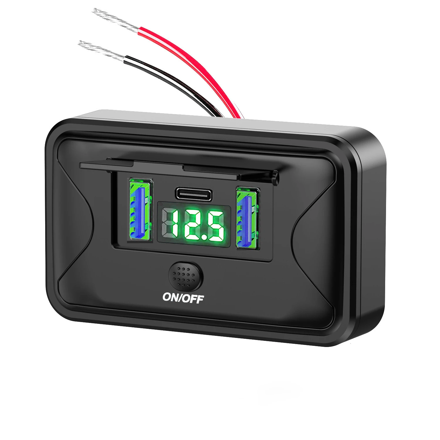 12V USB Car Charger Dual QC3.0 & PD 3.0 Switch Panel Wall Mount Power Outlet for Marine Boat ATV RV