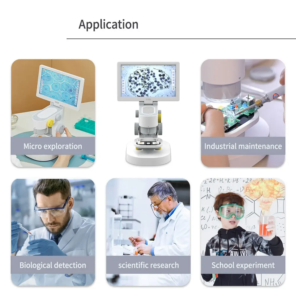 9 inch LCD Screen Touch USB Digital Camera Biological Microscope 1000X 1200X for Laboratory Industrial Soldering Repairing