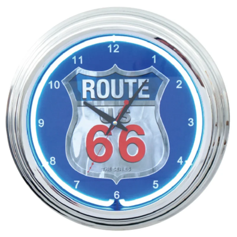 Неоновые Настенные 3d-часы 18 дюймов в стиле Америка Route 66 винтажные неоновые с циферблатом для бара гостиной