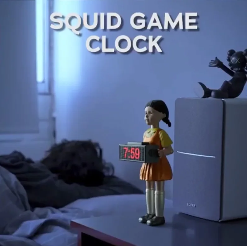 Korean Movie squid game clock Pvc Action Doll Action Model Doll Toys Squid Games