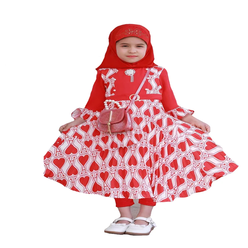 2022 Muslim Dress Fashion Floral Print Abaya in Dubai Islamic Clothing For girls Maxi Dresses