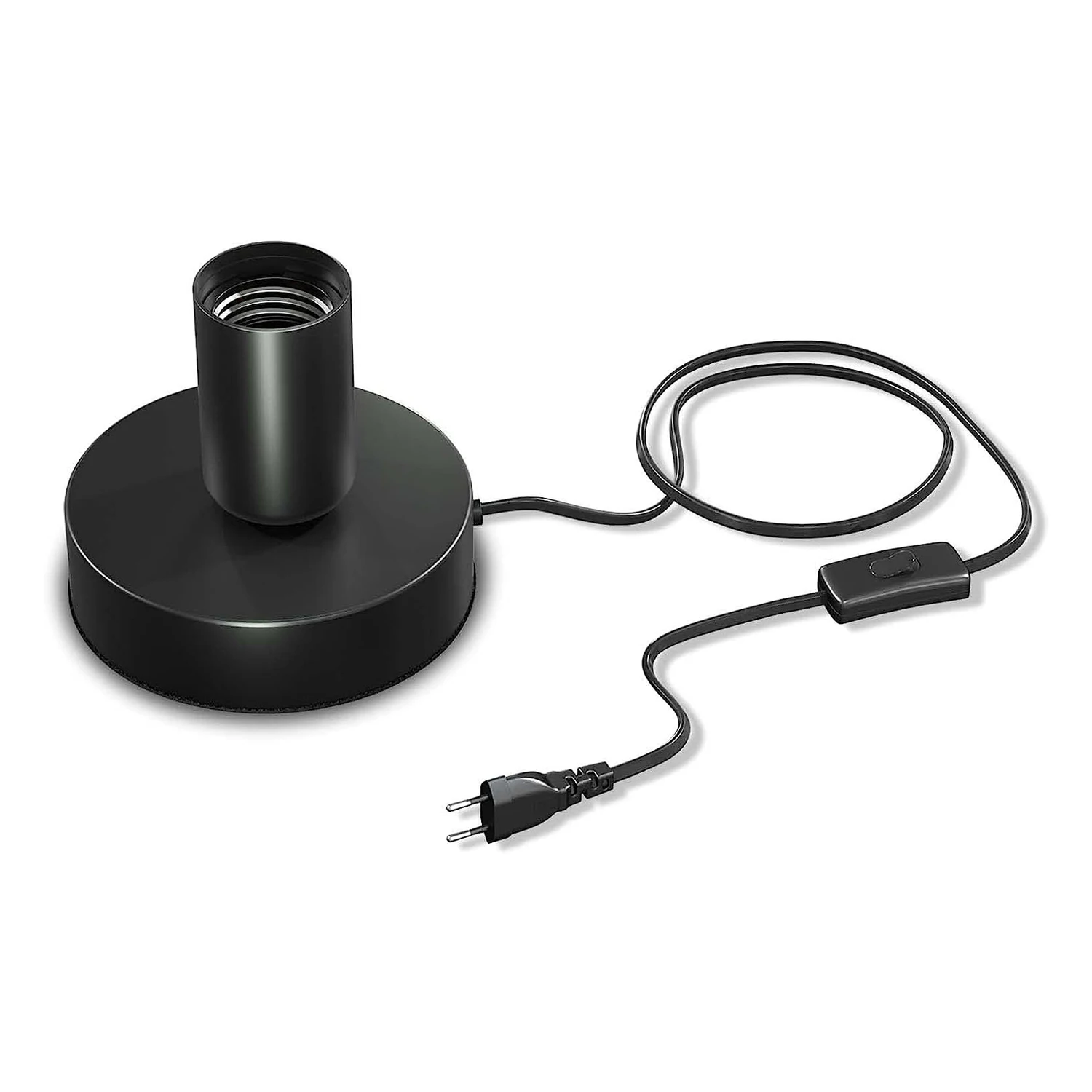 Factory Outlet Polished Metal Desktop Lamp Base E26 E27 Screw Light Bulb Holder With Black Cord 304 Switch Plug