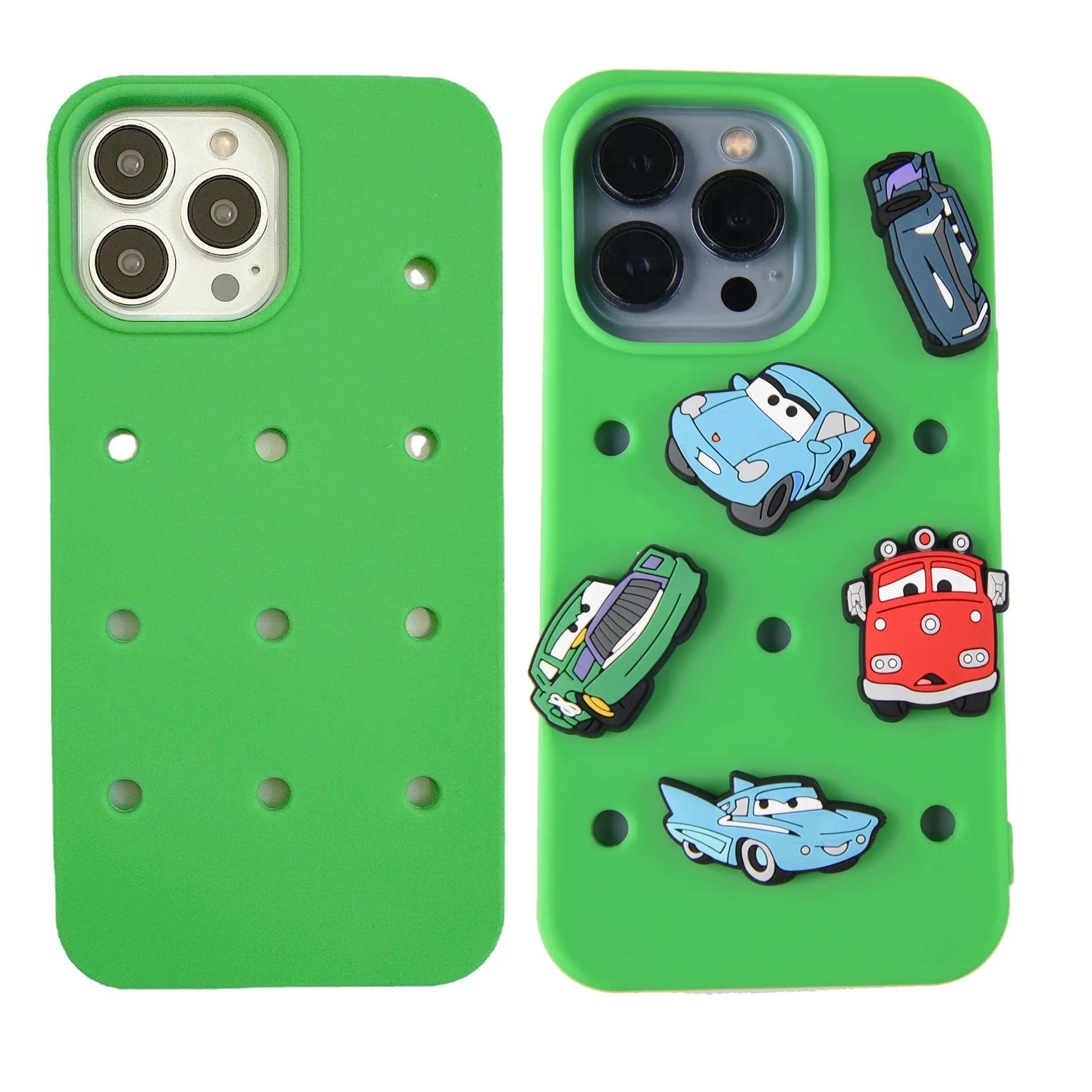 high quality waterproof silicone cell phone case with holes diy phone case for iphone 11 12 13 pro max hold croc charms