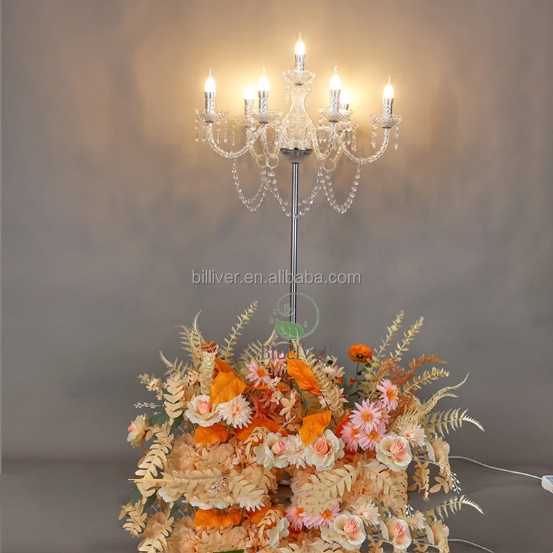 7 Head Exquisite Crystal Petal Wedding Roadmap Candle Floor Lamp To Create Wedding Atmosphere Aisle Side Lights Decoration