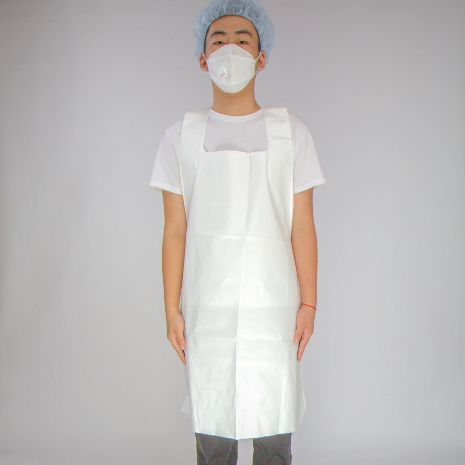 Disposable waterproof and dustproof non-woven working apron