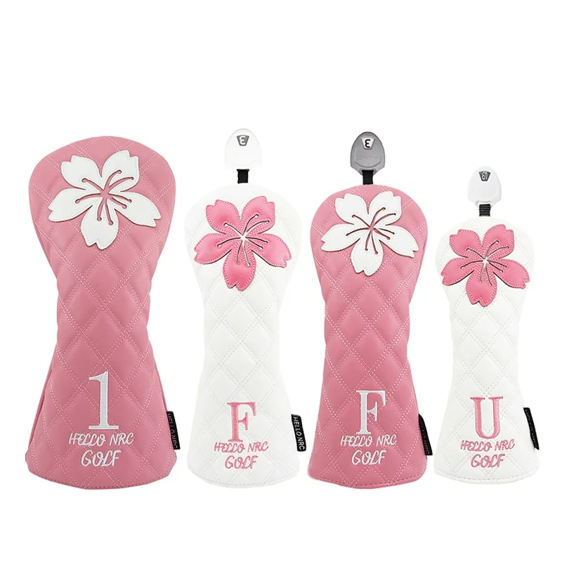 Custom Golf Head Covers PU Leather Driver Wood Club Covers Rivet Golf Wood Covers Head Cover Driver/ Fairway/ Hybrid Head Cover