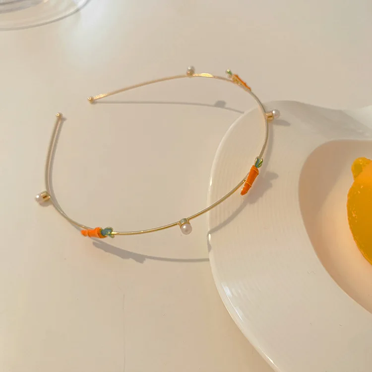 Sweet headband thin headband metal strawberry cherry female Korean ins hair accessories for Women