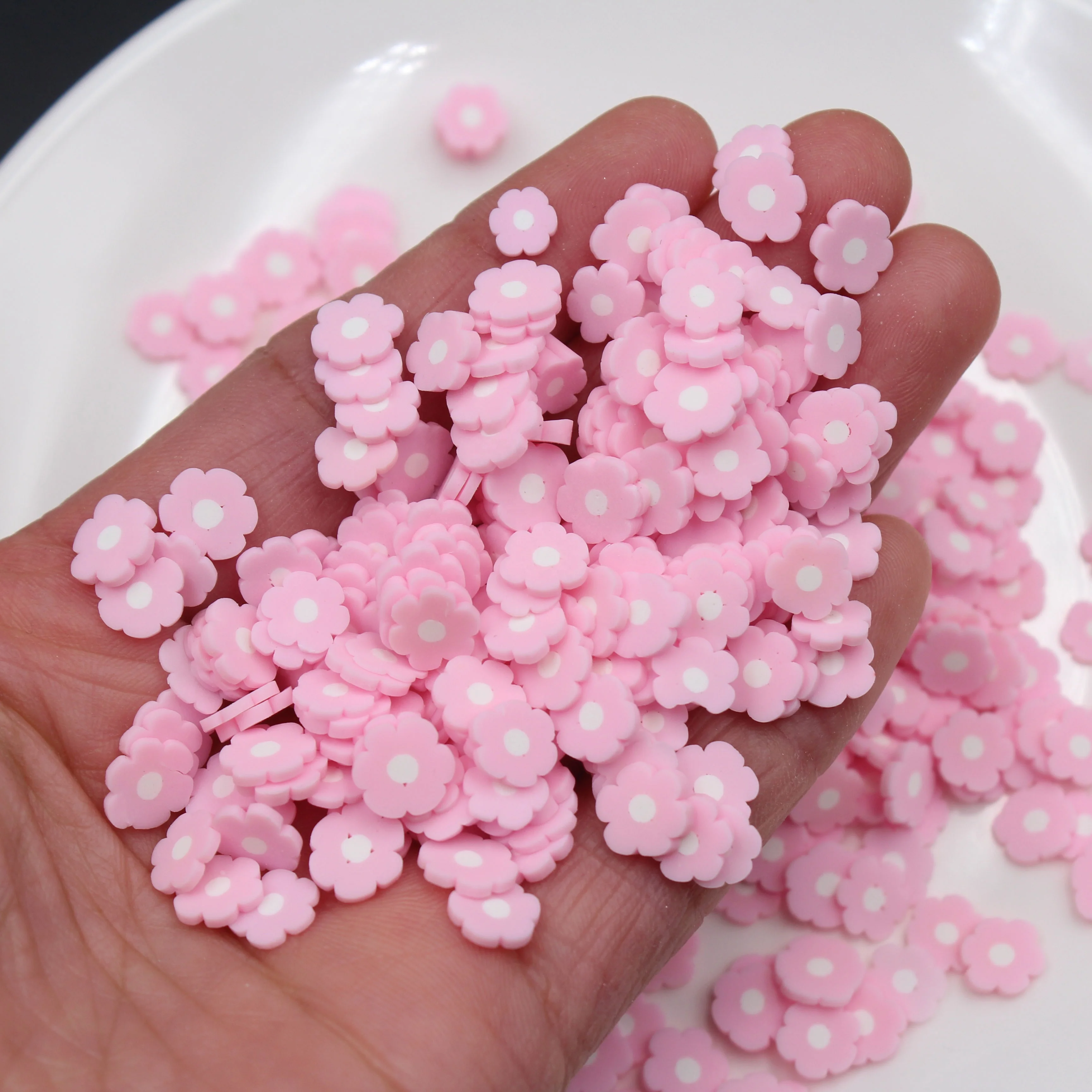 1KG Spring Themed Pink Flower Slices Polymer Clay Soft Pottery for Decoration DIY Crafts Filler Accessories