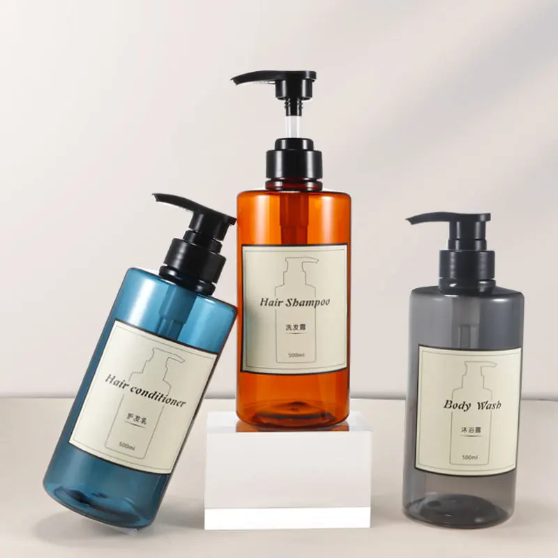 250Ml 8Oz 10Oz Push Type Pet Empty Lotion Pump Cosmetic Bottle With Pump Dispenser For Shampoo Packaging