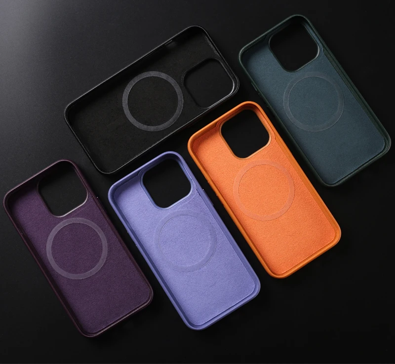 Leyi leather luxury corner protect button wireless charging magnetic magsafes texture phone case for iPhone 14 pro max 11 12 13