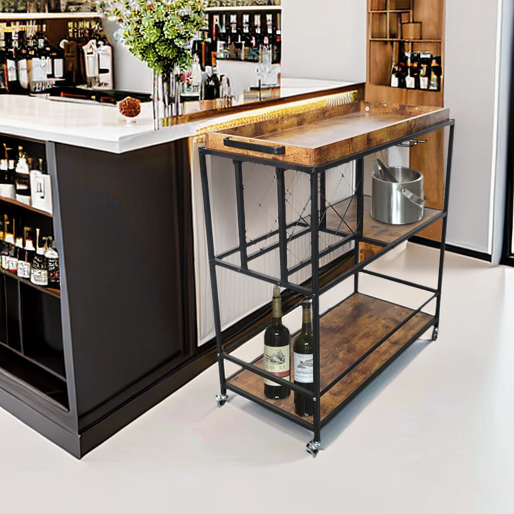 Современная деревенская тележка для напитков Винная стойка и держатель бокалов барная отелей винных