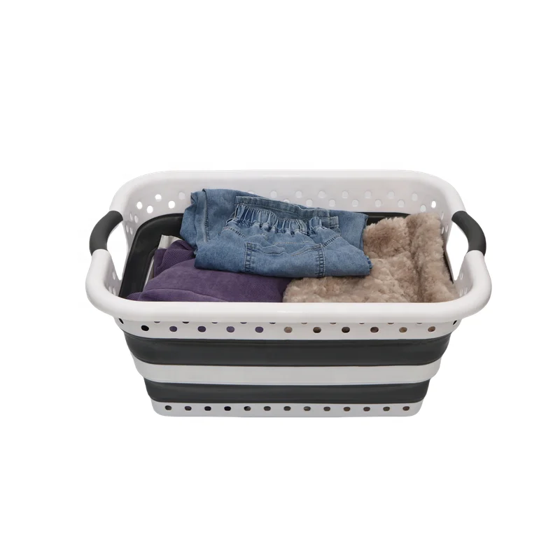 Portable 37L Foldable Plastic Laundry Basket Wall-Mounted Dirty Clothes Storage Tool Clothes Storage Bucket