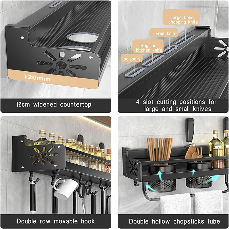 Kitchen Stainless Steel Knife Rest Chopstick Stand Multifunctional Storage Rack Perforation-Free Wall Hanging Kitchen Knife Rack