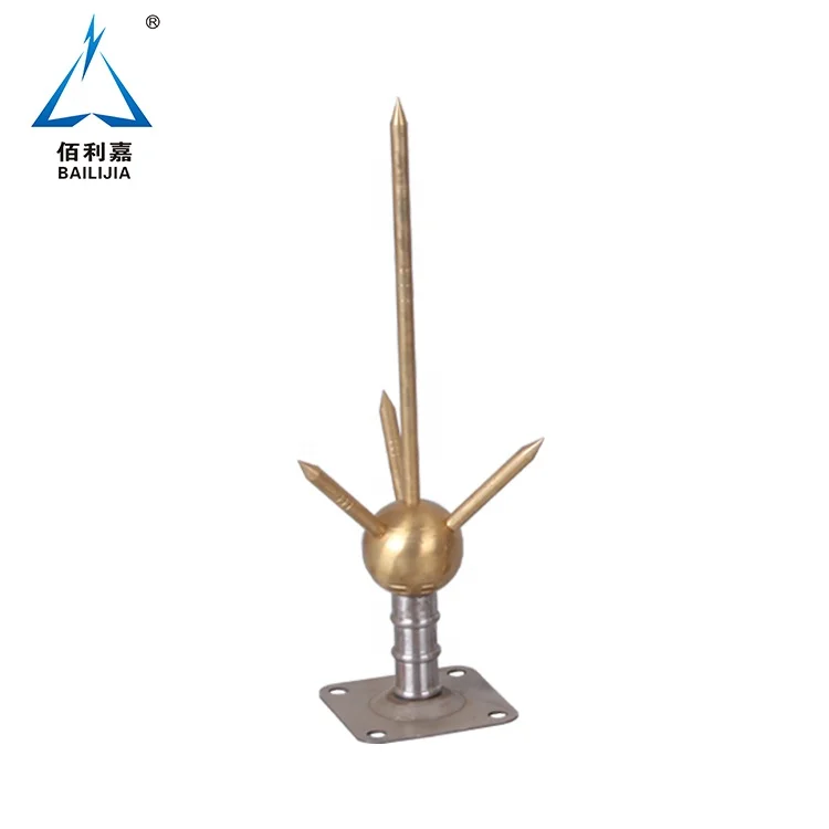Lightning Protection Rod manufacture Building lightning Arrester Stainless Steel Pure Copper Brass Lightning Rod