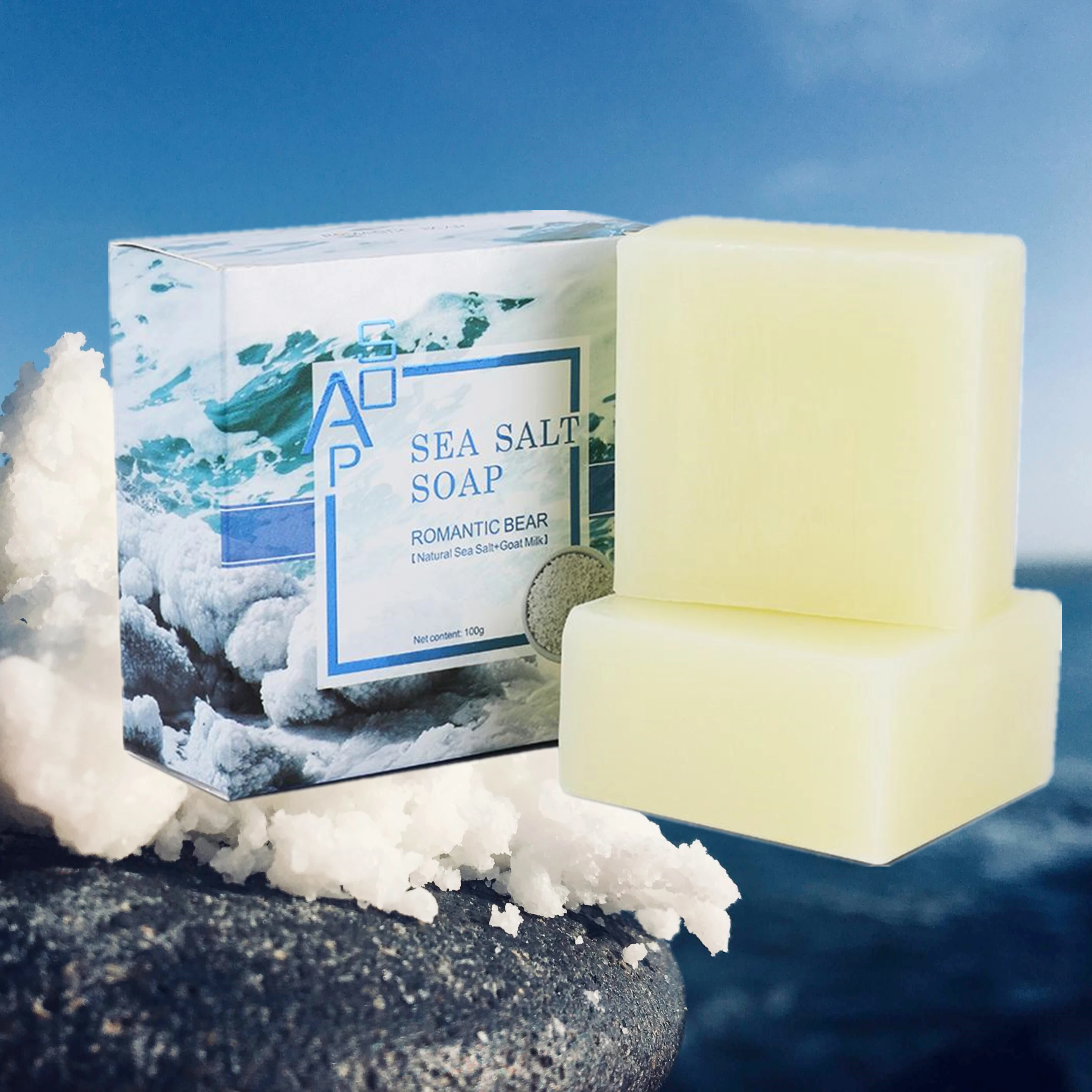 Handmade Hand Wash Soap 100% Natural Lighting Essential Oil Skin Care Crystal Sea Salt Soap For Women