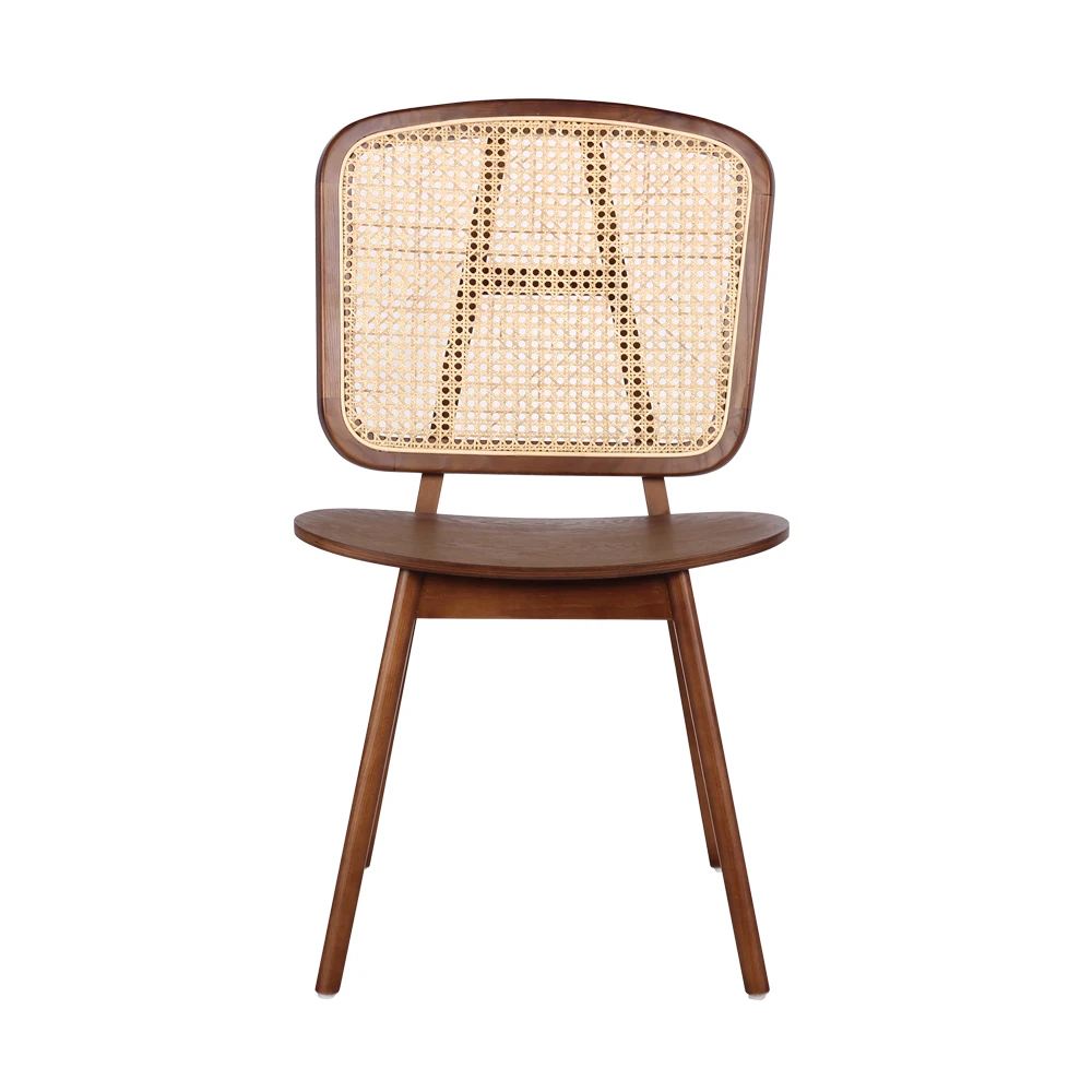 Nordic Ash Solid Wood Restaurant Modern Rattan Dining Chair Cane Wood Cafe Restaurant Furniture Chair
