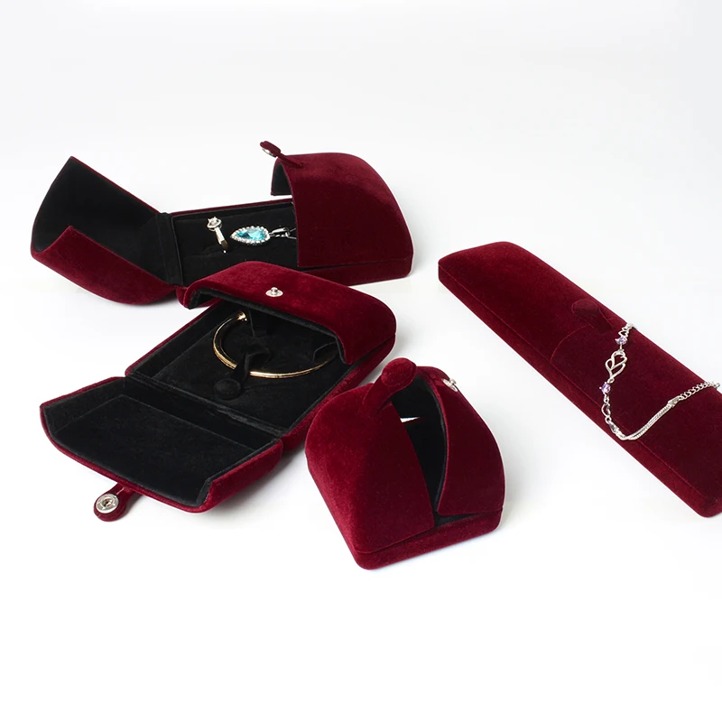 New Product Cheap Elegant Jewelry Box Velvet Material Necklace Pendant Gift Box