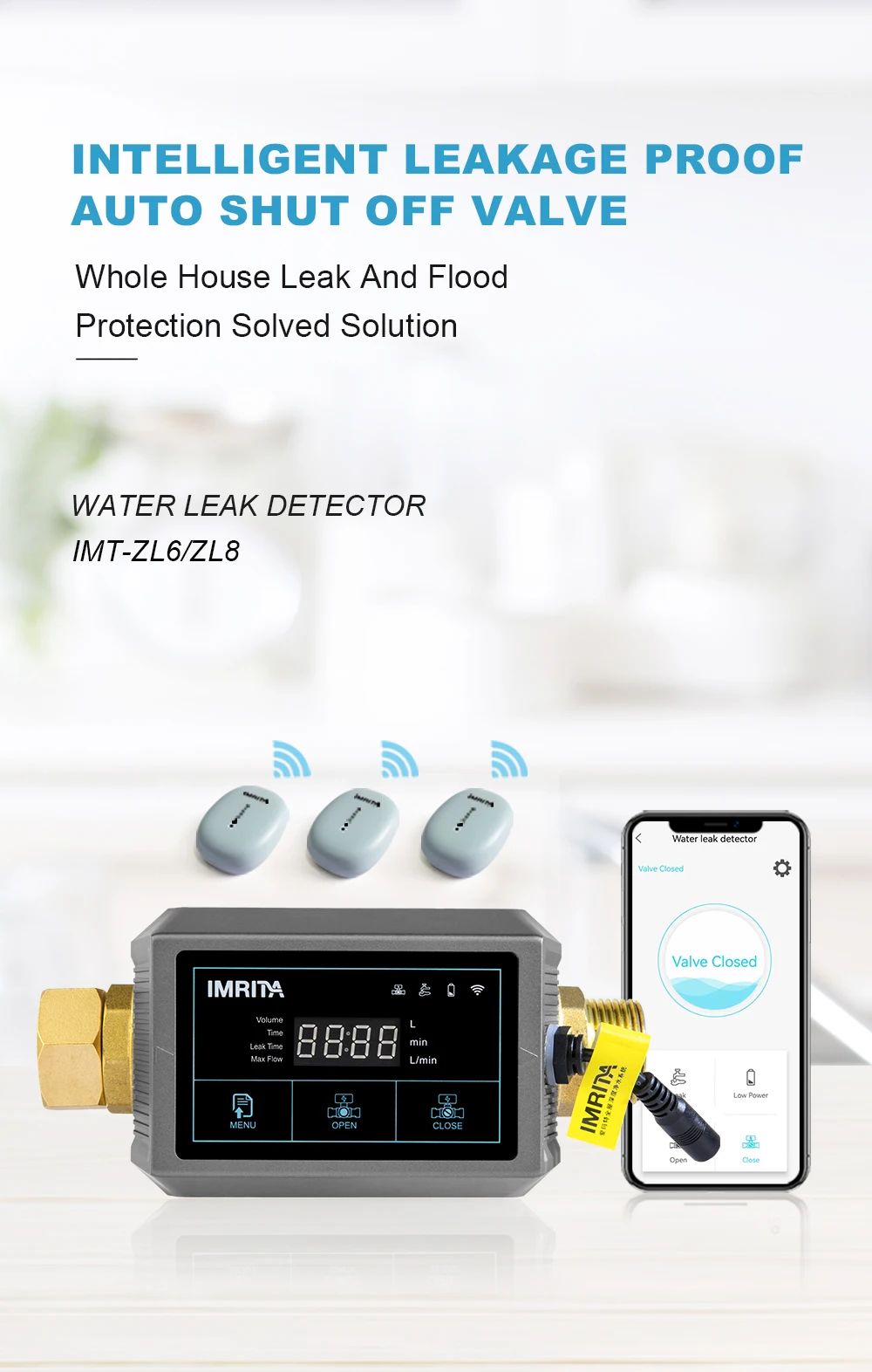 Leak Water Detector IMRITA Smart APP control Home Flood Protection Pipe Leak Detect Water Leak Sensor Detector