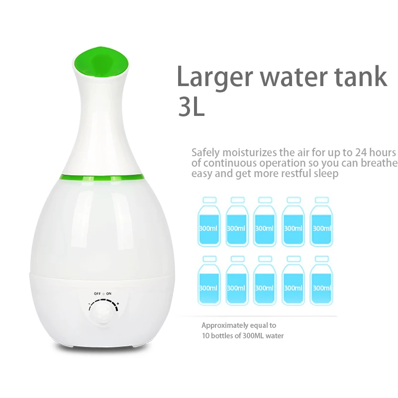 3L large capacity water tank flower vase design ultrasonic air humidifier 7 Color LED
