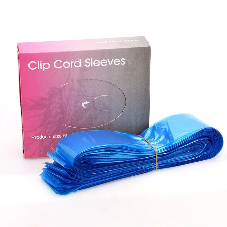Disposable 5*80cm Blue Color Plastic Tattoo Clip Cord Covers Tattooing Machine Clip Sleeves