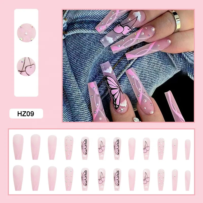 Hot Pink Europe America false fake tip  hand made press on nails beauty products for women