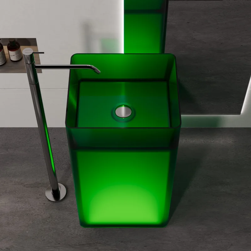 Good Quality Freestanding Bathroom Sinks Transparent Wash Basin Resin Material for Home Washroom