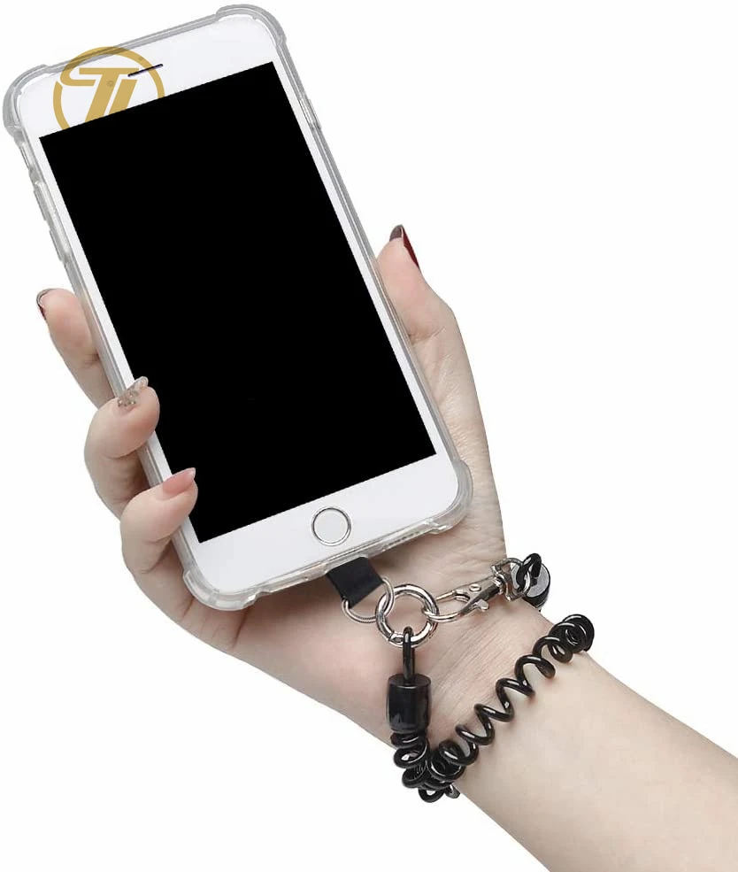 Universal Mobile Phone Lanyard With Connector Tab Anti-lost PVC Elastic Spiral Coil Wrist Lanyard Phone Strap