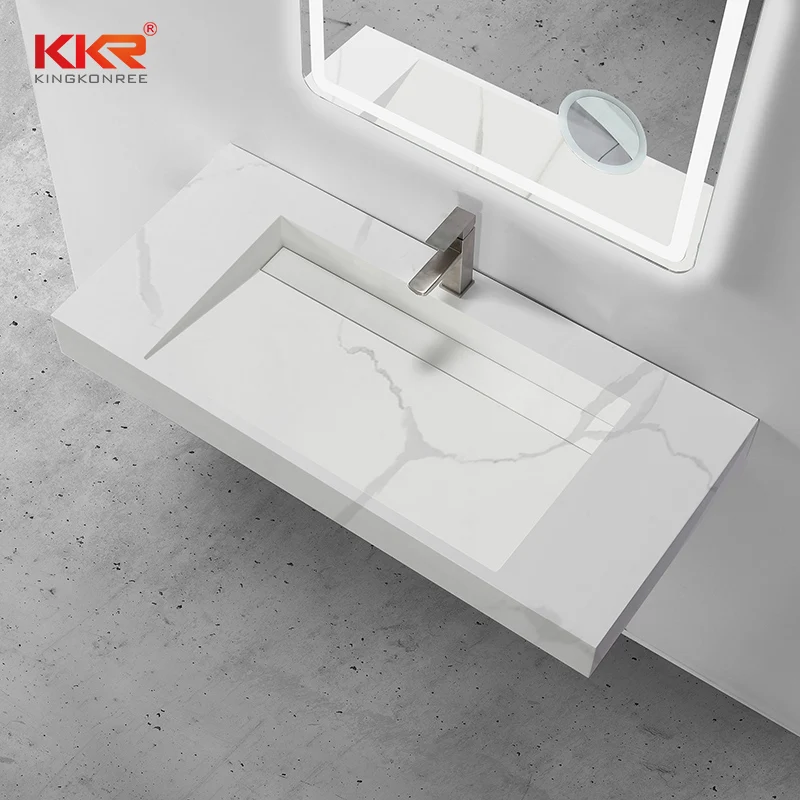 Artificial stone wall hung sink solid surface lavabos de mrmol cultivado bathroom basin marble washbasins