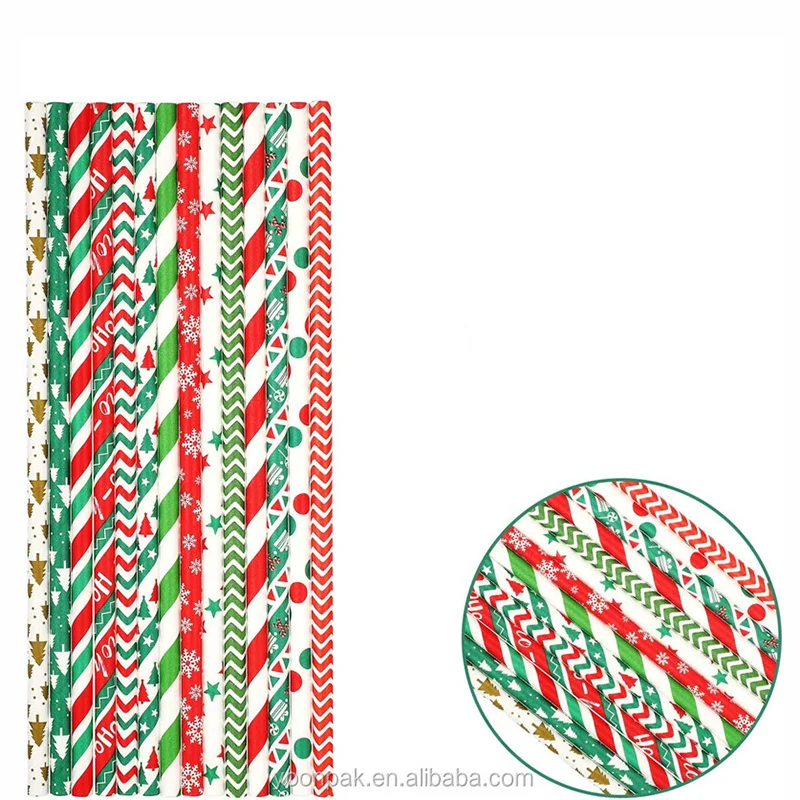 Factory wholesale disposable biodegradable paper straws for holiday parties