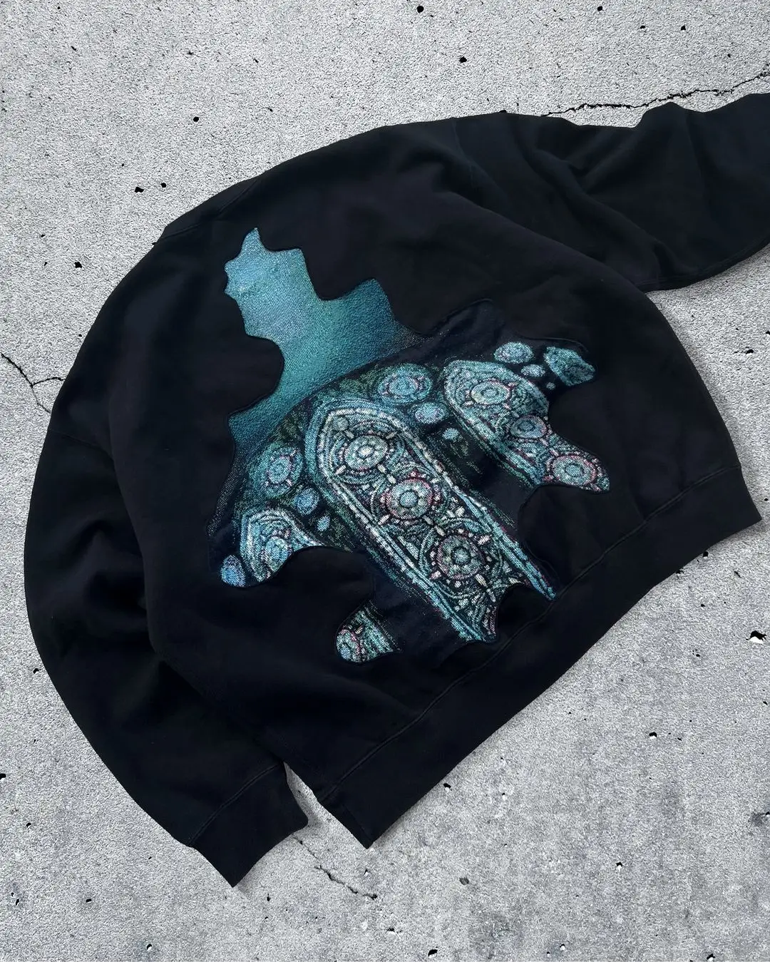 High Quality Custom Logo Tapestry Crewneck Sweatshirts Blocked Split Woven Hoodie Men pullover Tapestry Anime Clothing