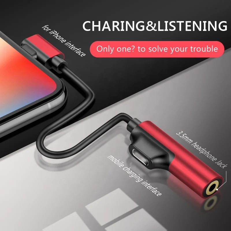 Lighting to 3.5mm Adapter For ip 12 11 8 7 Plus XS XR Listening Charging Earphone Adapter Connector AUX Splitter Cable
