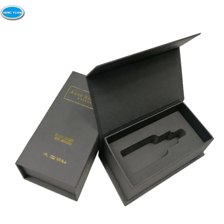
High-end black matte paper card magnetic box for perfume packaging with customize logo 