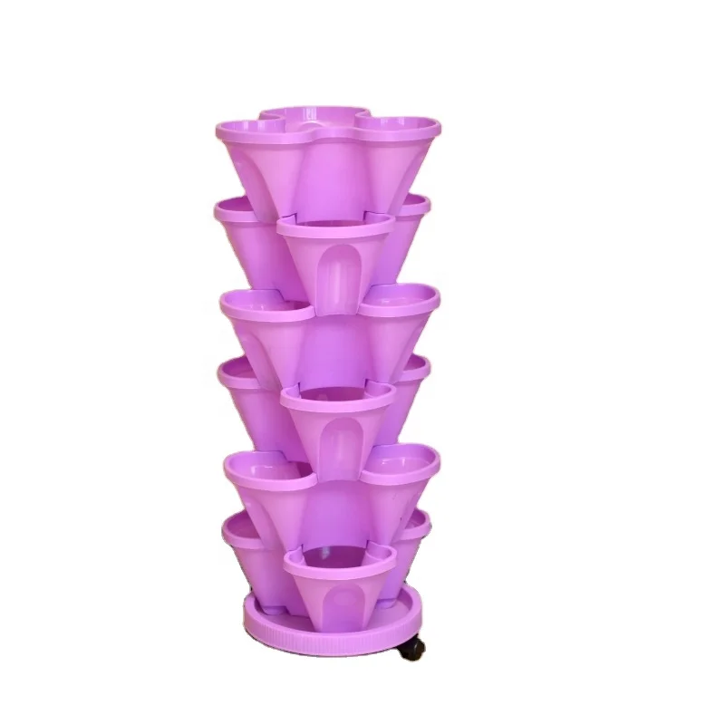 cheap factory wholesale vegetable stack up hanging flower plastic planting pot vertical garden flower pots for grow systems
