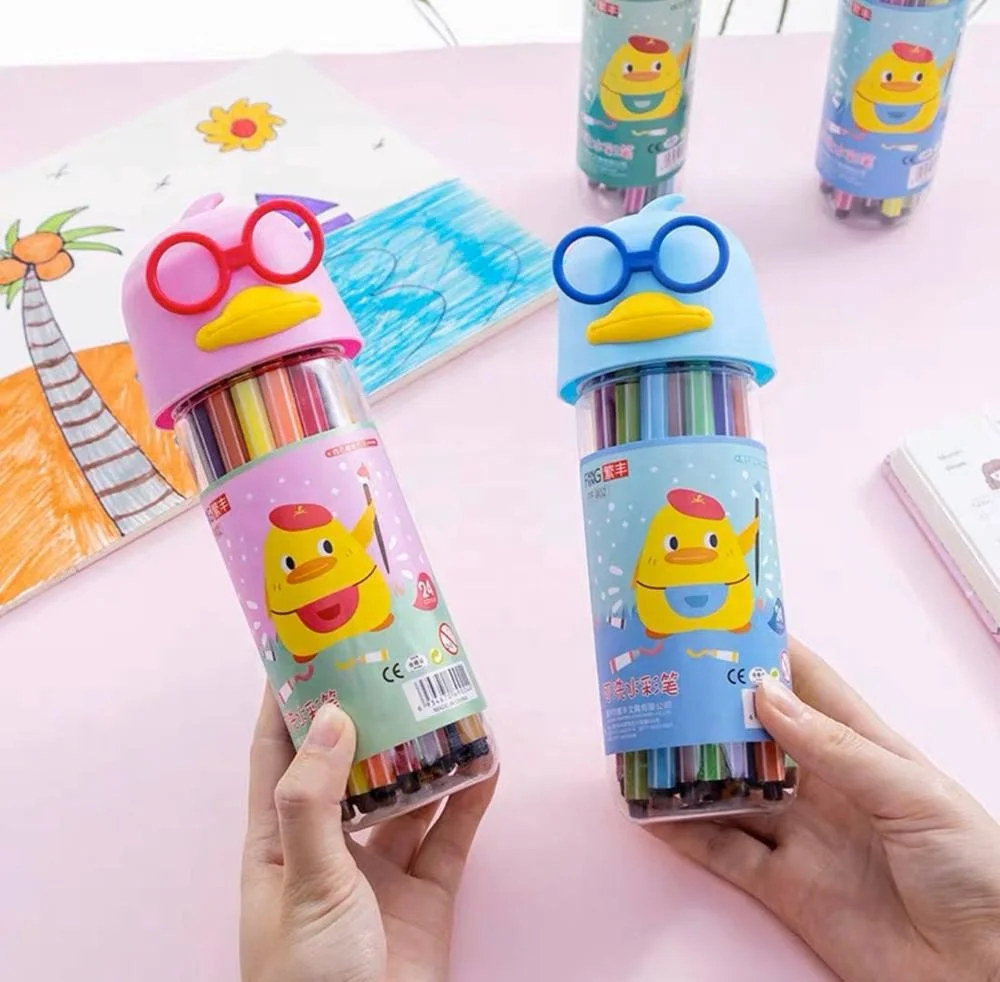
24 colors water color pen tube package DUCK design style bright colors best price novelty 2020 