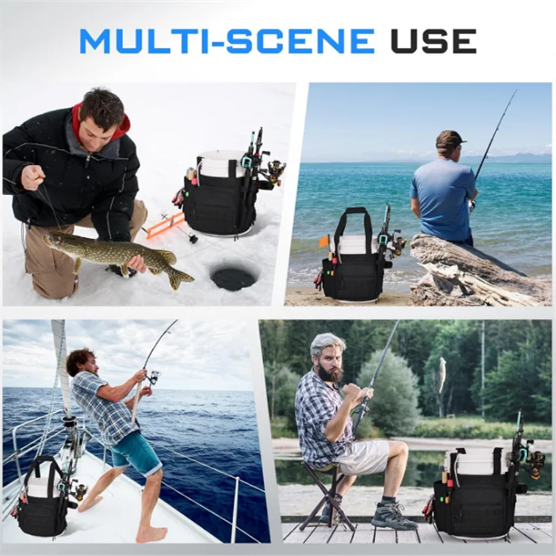 Fishing Bucket Organizer for 5 Gallon Bucket Accessories, Fishing Tackle Bag with Adjustable Buckle, Fishing Gear and Equipment