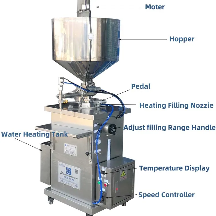 Automatic Cosmetic Shea Butter Heating Mixing Custard High Viscosity Jar Paste Bottle Filling Machine