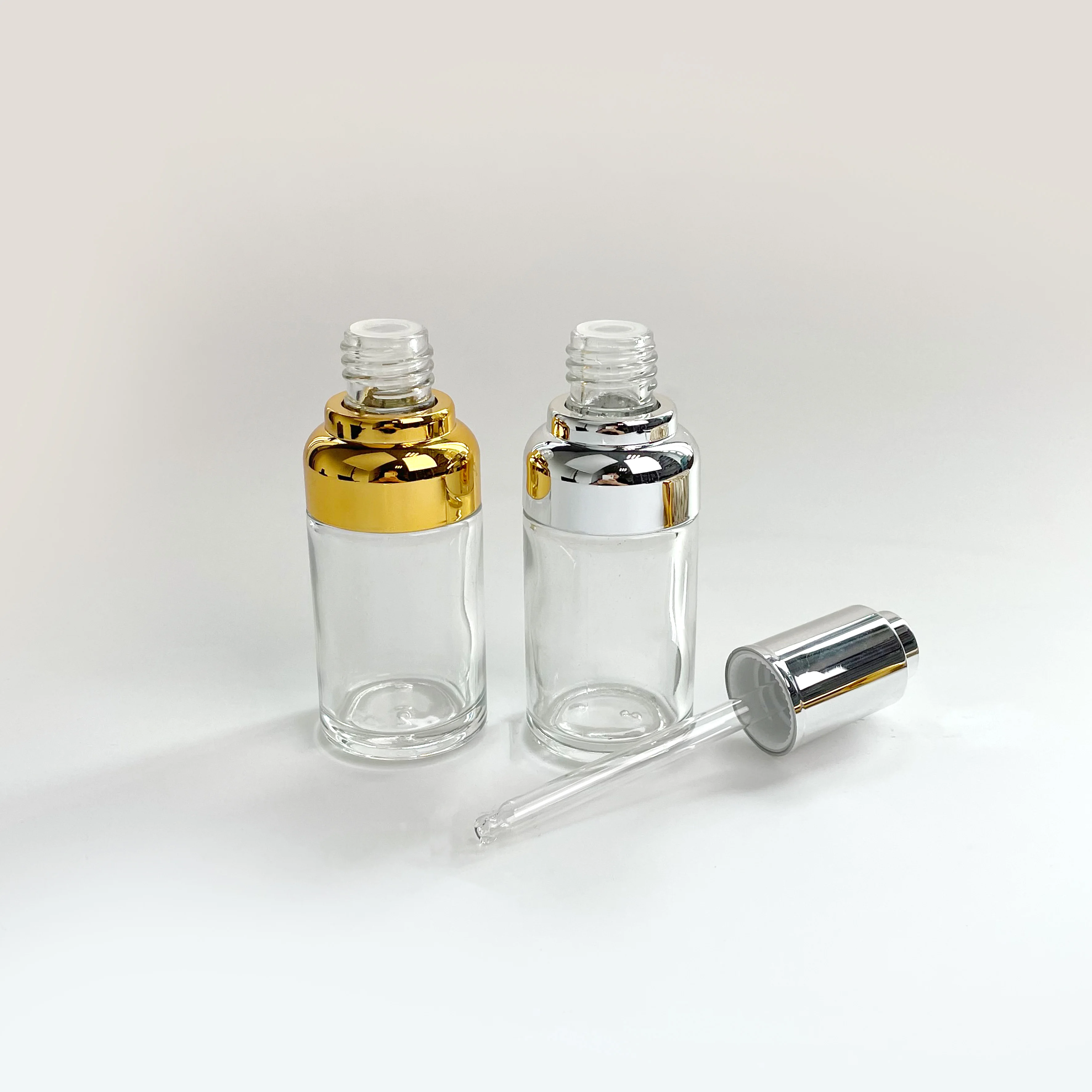 Luxury Push Button Top Glass Dropper Bottle 30Ml 50Ml 100Ml Essential Oil Serum Bottle with Dropper