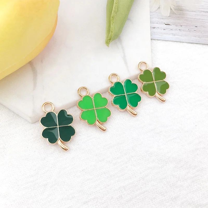 Fashion Suyao Lucky Green Shamrock Charm Pendants Assorted Four Leaf DIY Enamel Pendants for Jewelry Making Accessories Charms