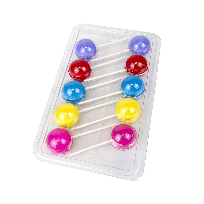 Wholesale Cake Pops Clear Plastic Blister Container Box 10 Cavities With Sticks Lollipop Candy Packaging Trays