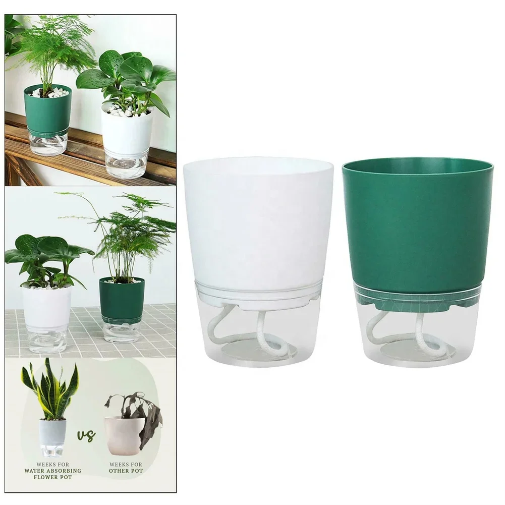 Self Watering Plant Pots Lazy Hydroponic Water Absorbing Flower Pot Succulent Plant Flowerpot Garden Modern Decorative Injection