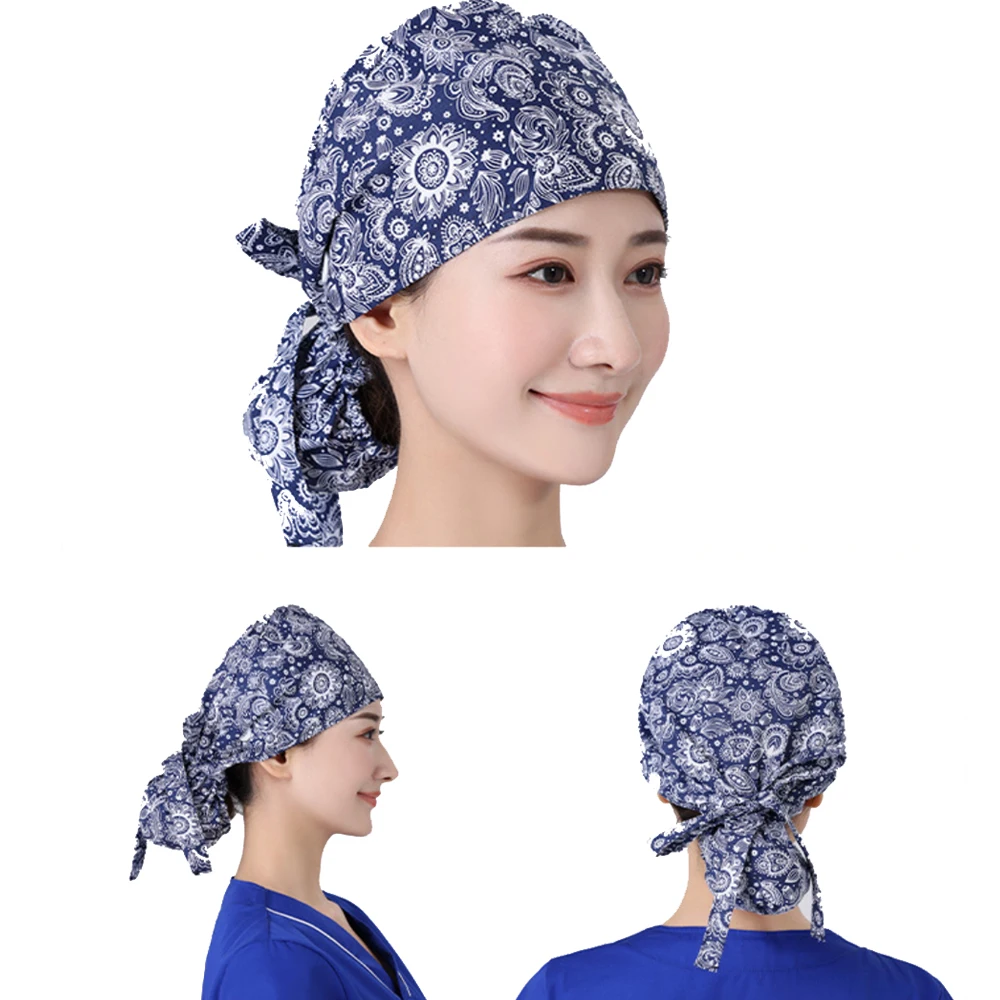 
Cotton Adjustable Pet Work Hats Dust Cap Nursing Cap Elastic Ponytail Caps 