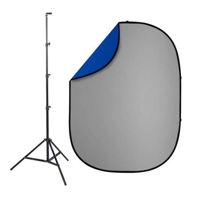 Portable Green Blue Grey Screen Backdrop 5 x 6.5ft Collapsible Pop Up Chromakey Background for Chair Zoom Virtual Camera Travel