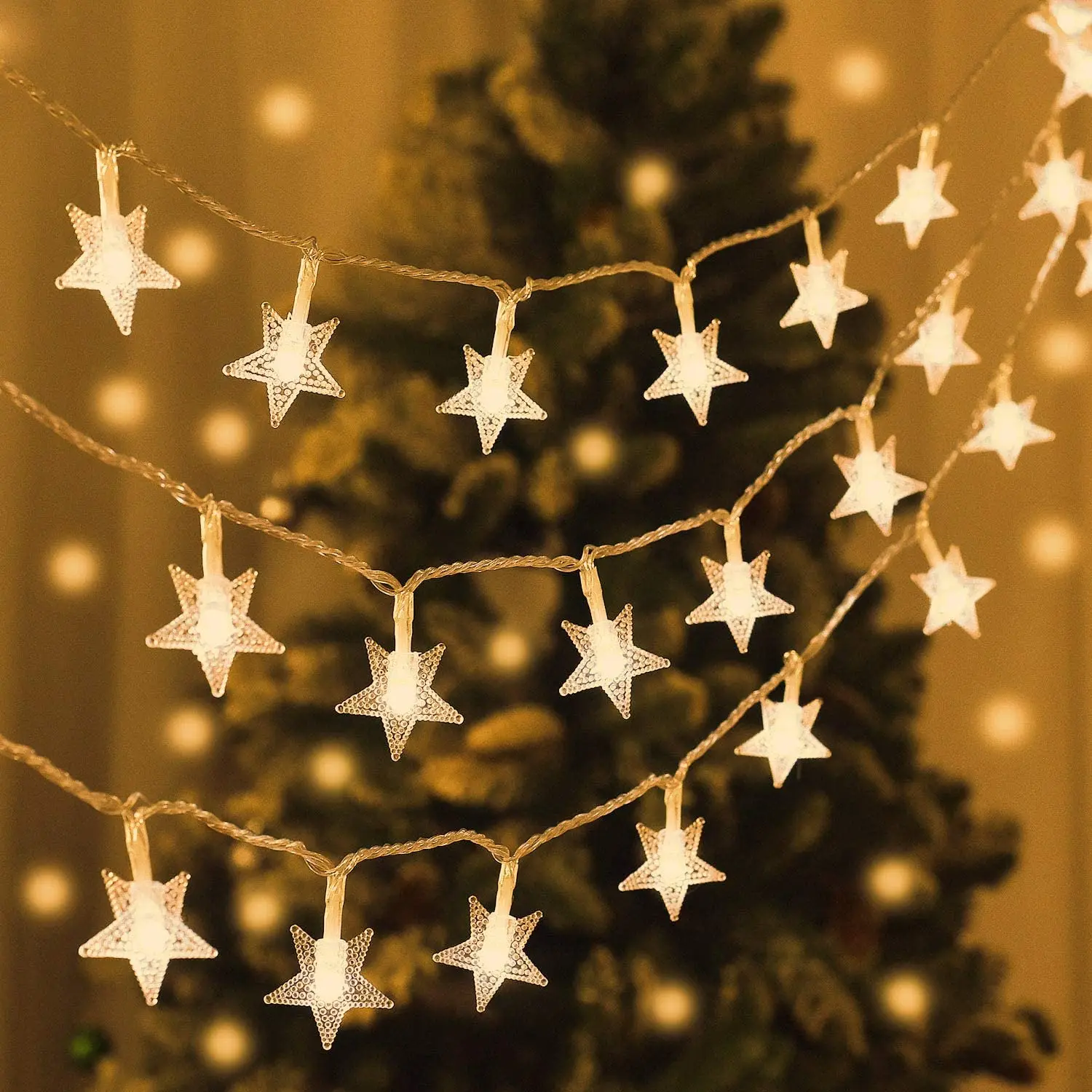 
Indoor and Outdoor Decoration 9.8ft 20 LED USB or Battery Operated winkle Little Star Light LED Star String Lights 