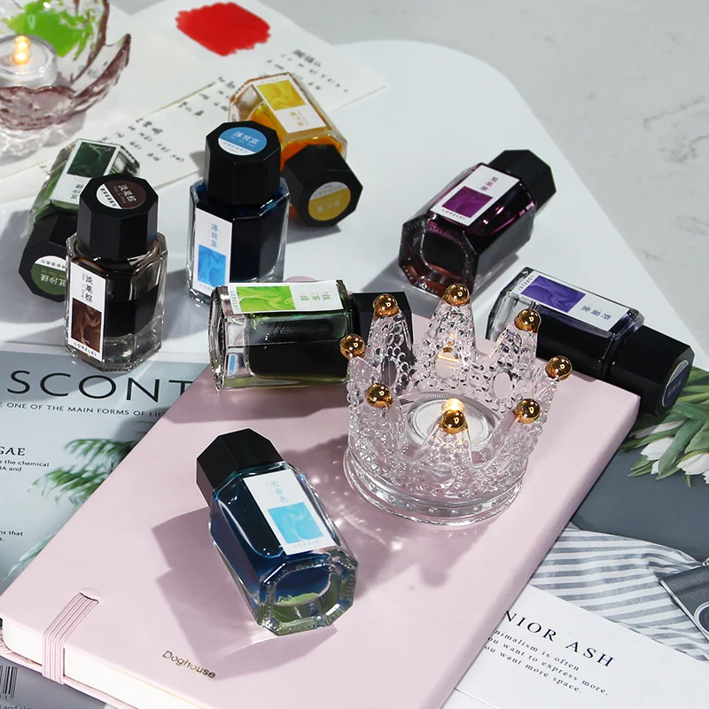 Lorelei 15ml Glass Bottle Sheen Gold Powder Color Ink In Fountain Pen