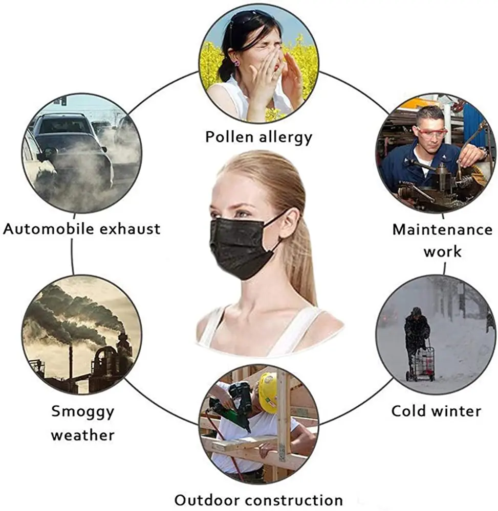 Black mask black cover white filter white base fashion popular mask